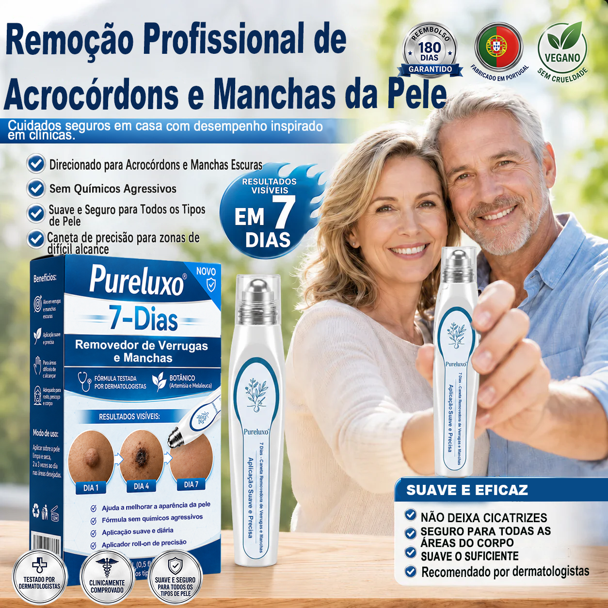 Loja Oficial 𝑷𝒖𝒓𝒆𝒍𝒖𝒙𝒐® 🌿 Tratamento de 7 Dias para Sinais e Imperfeições da Pele | Roll-on de Precisão, Sem Dor