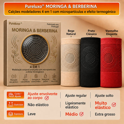 Pureluxo® Shorts Modeladores Termogénicos 5-em-1 🌿 Moringa & Berberina • 🧬 Tecnologia de Micropartículas • 🔥 Ativação Térmica • ✨ Modelação da Cintura e Abdómen • ⏳ 30 Min/Dia 🎁